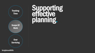 Supporting
effective
planning.
Tracking
Time
Scope Of
Work
Over
Servicing
 