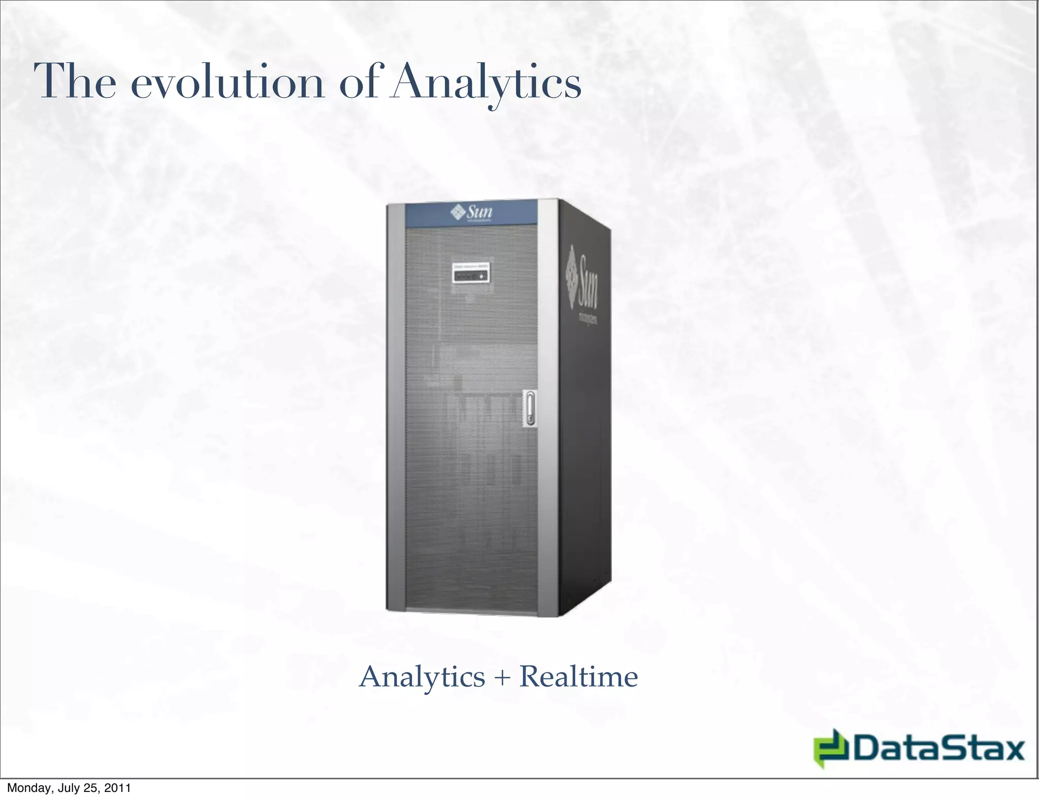 The evolution of Analytics




                        Analytics + Realtime


Monday, July 25, 2011
 