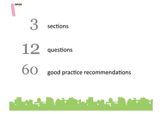 3    sec=ons



12   ques=ons


60   good"prac=ce"recommenda=ons""""
 
