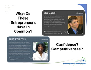 What Do
    These
Entrepreneurs
   Have in
 Common?


                  Confidence?
                Competitiveness?
 