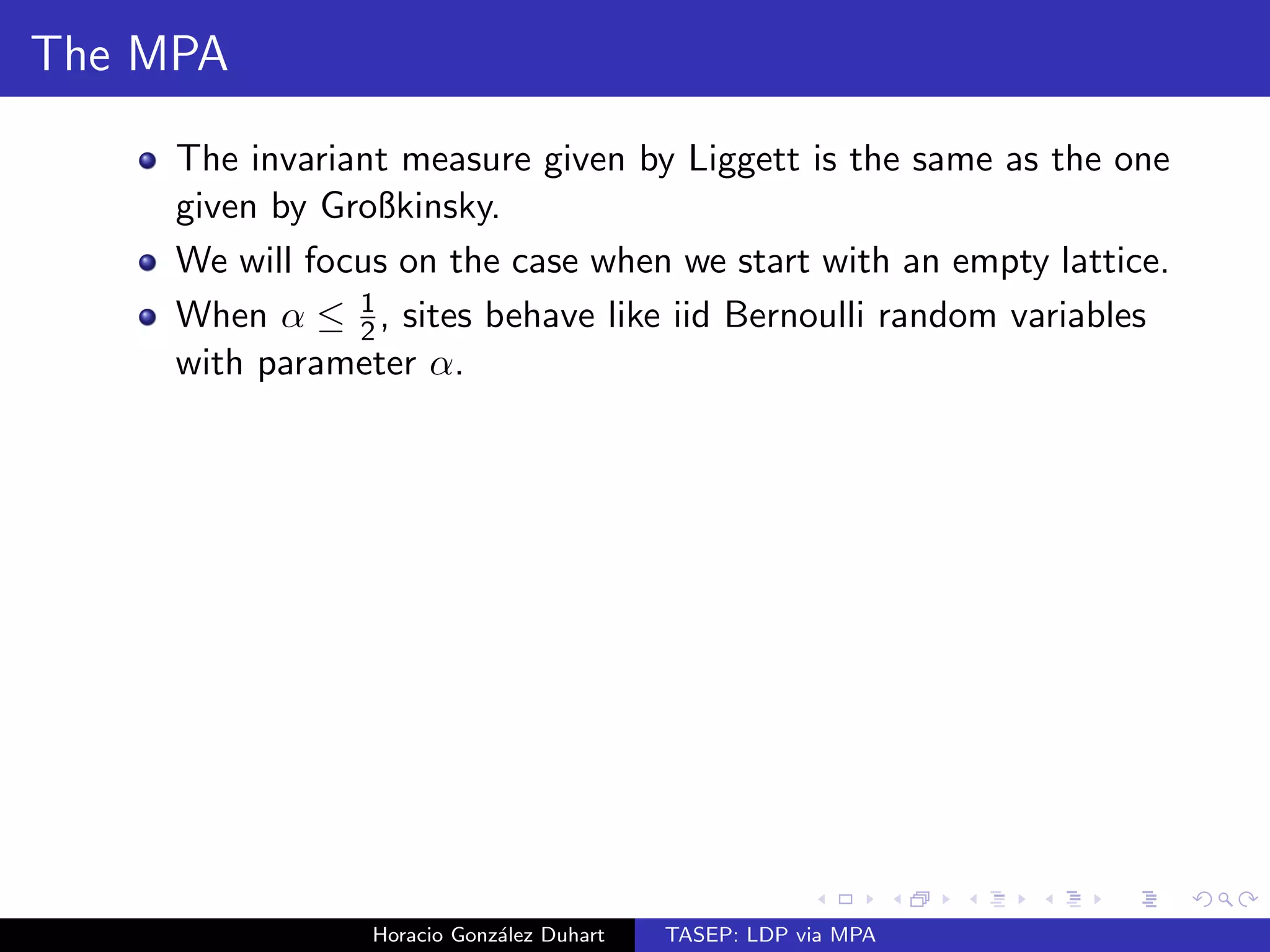 nite TASEP with 
injection rate  2 (0; 1) starting with an empty lattice. Then, 
under the invariant probability measure given by Theorem 1, 
fXngn2N satis 