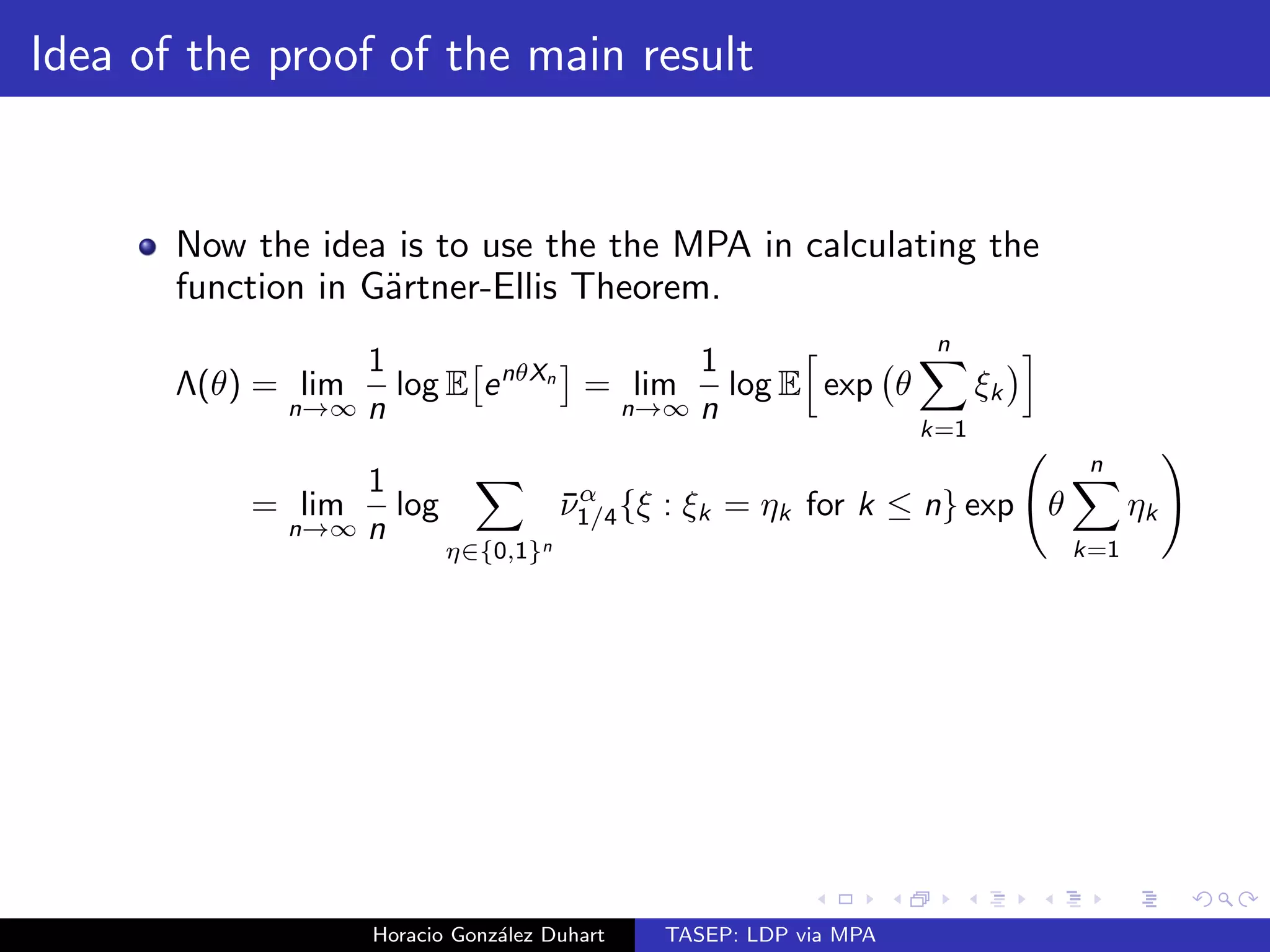 The MPA 
12 
The invariant measure given by Liggett is the same as the one 
given by Grokinsky. 
We will focus on the case when we start with an empty lattice. 
When   , sites behave like iid Bernoulli random variables 
with parameter . 
We can  
