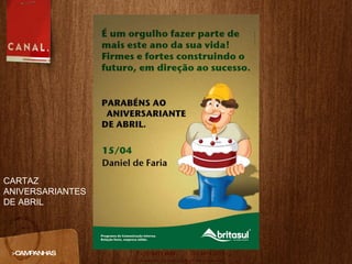 >CAMPANHAS CARTAZ ANIVERSARIANTES DE ABRIL 