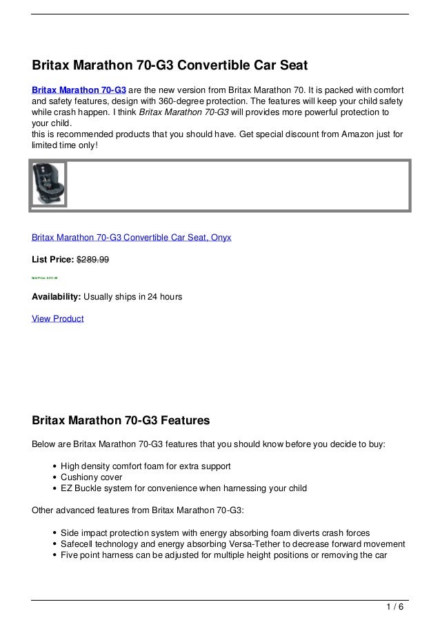 Britax Marathon 70G3 Convertible Car Seat