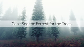 Can’t See the Forrest for the Trees.
 