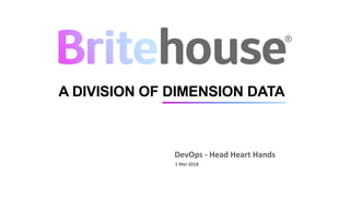 1 Mei 2018
A DIVISION OF DIMENSION DATA
DevOps - Head Heart Hands
 