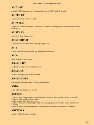 British and American slang A to Z list PDF book free | PDF