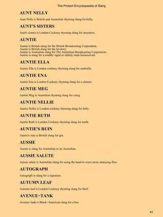 British and American slang A to Z list PDF book free | PDF