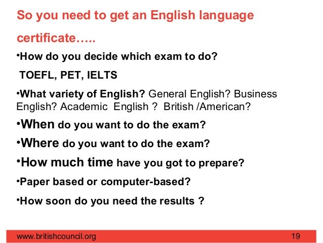 exam results time toefl 2013  International British Milan Career Day Council