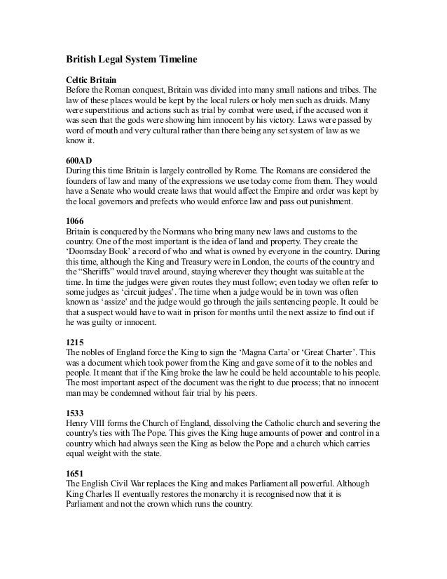 British legal system timeline