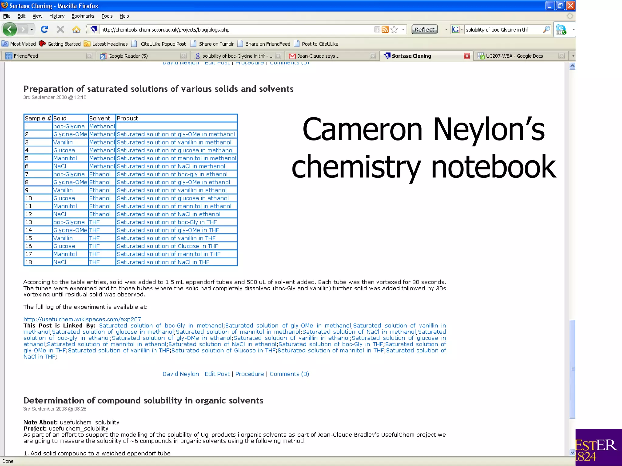 Cameron Neylon’s chemistry notebook 