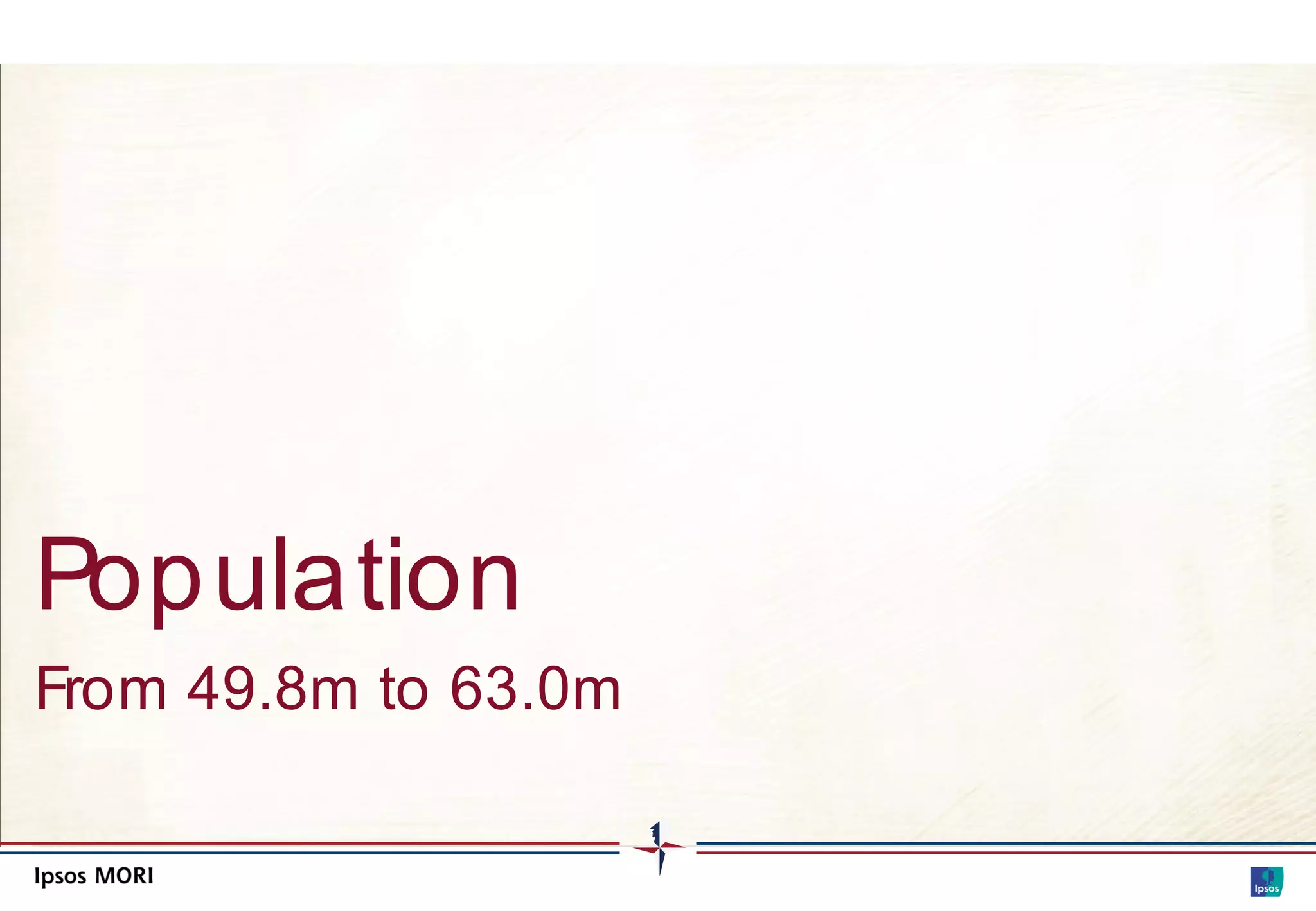 Population
From 49.8m to 63.0m
 