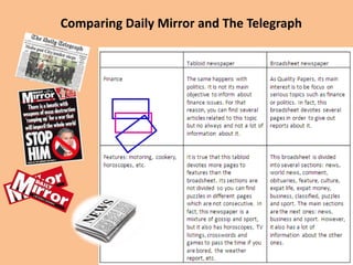 Comparing Daily Mirror and The Telegraph

 