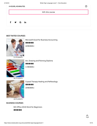 British Sign Language Level 1 - One Education | PDF