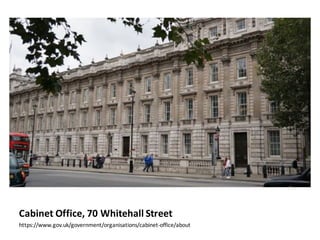 Cabinet	Office,	70	Whitehall	Street
https://www.gov.uk/government/organisations/cabinet-office/about
 
