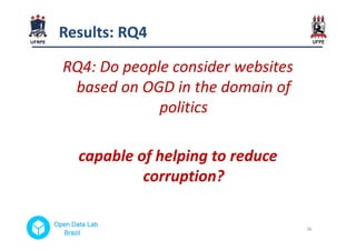 RQ4: Do people consider websitesRQ4: Do people consider websites
based on OGD in the domain ofbased on OGD in the domain o...