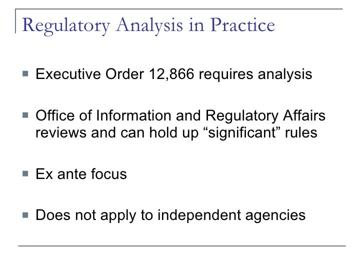 Regulatory Analysis and Performance Management