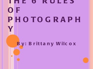 THE 6 RULES OF PHOTOGRAPHY By: Brittany Wilcox 