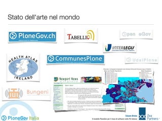 Stato dell'arte nel mondo




                                                                         Cesare Brizio
    Gov Italia              Il modello PloneGov per il riuso di software nella PA italiana
 