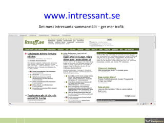 www.intressant.se Det mest intressanta sammanställt – ger mer trafik 