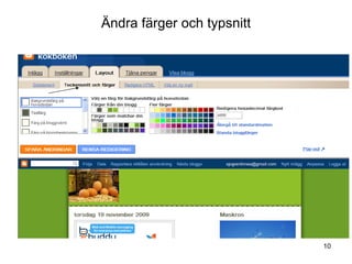 Ändra färger och typsnitt 