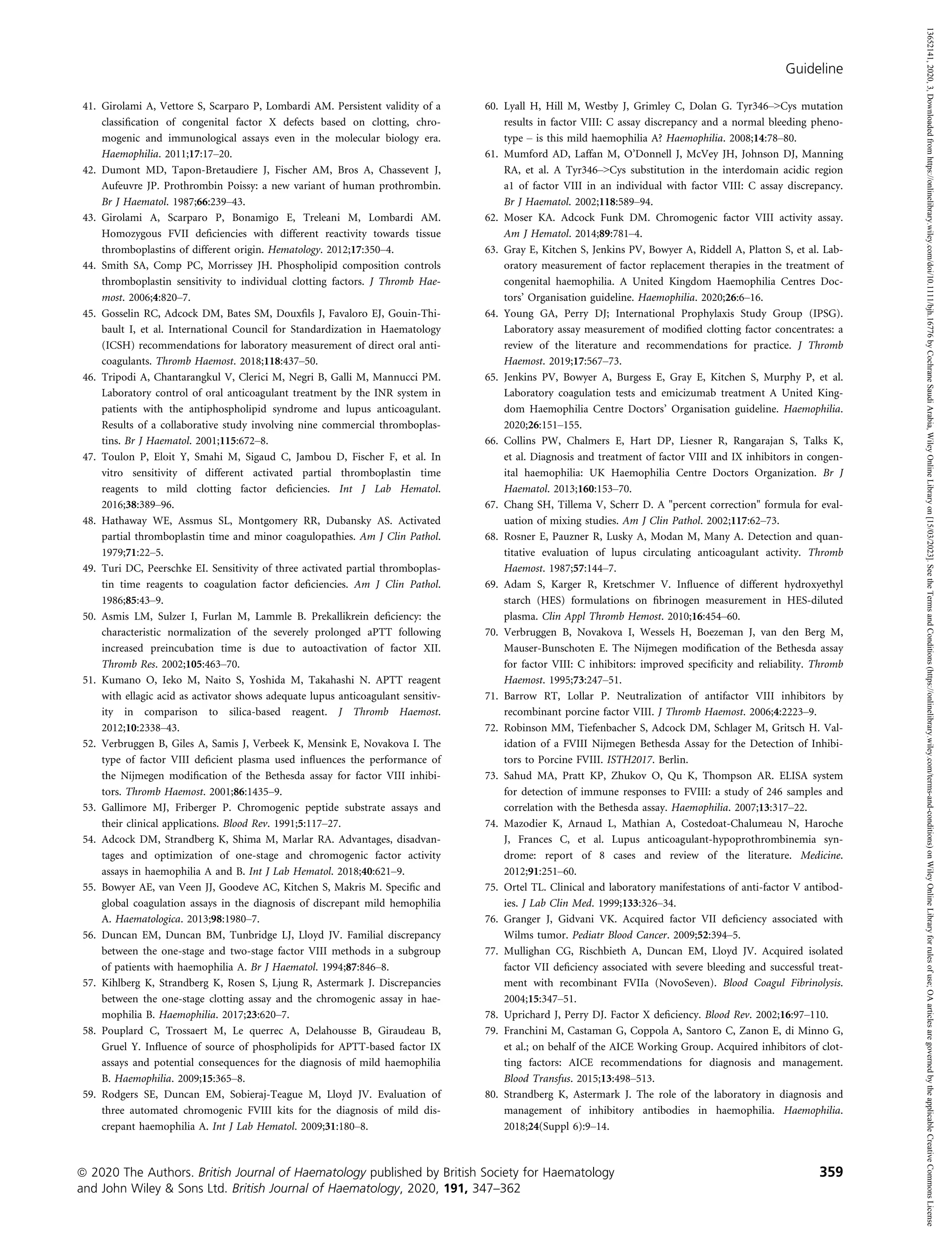 Br J Haematol - 2020 - Baker - Guidelines on the laboratory aspects of ...