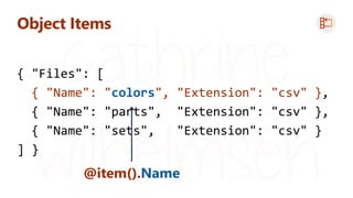 Object Items
o ch
o ch
o y
o y
o y
o y
o y
o y
@item().Name
parts
@item().Name
colors
@item().Name
sets
 