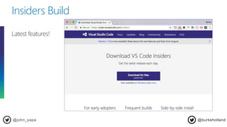 Insiders Build
@john_papa
Latest features!
@burkeholland
 