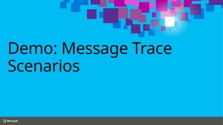 Demo: Message Trace
Scenarios
 