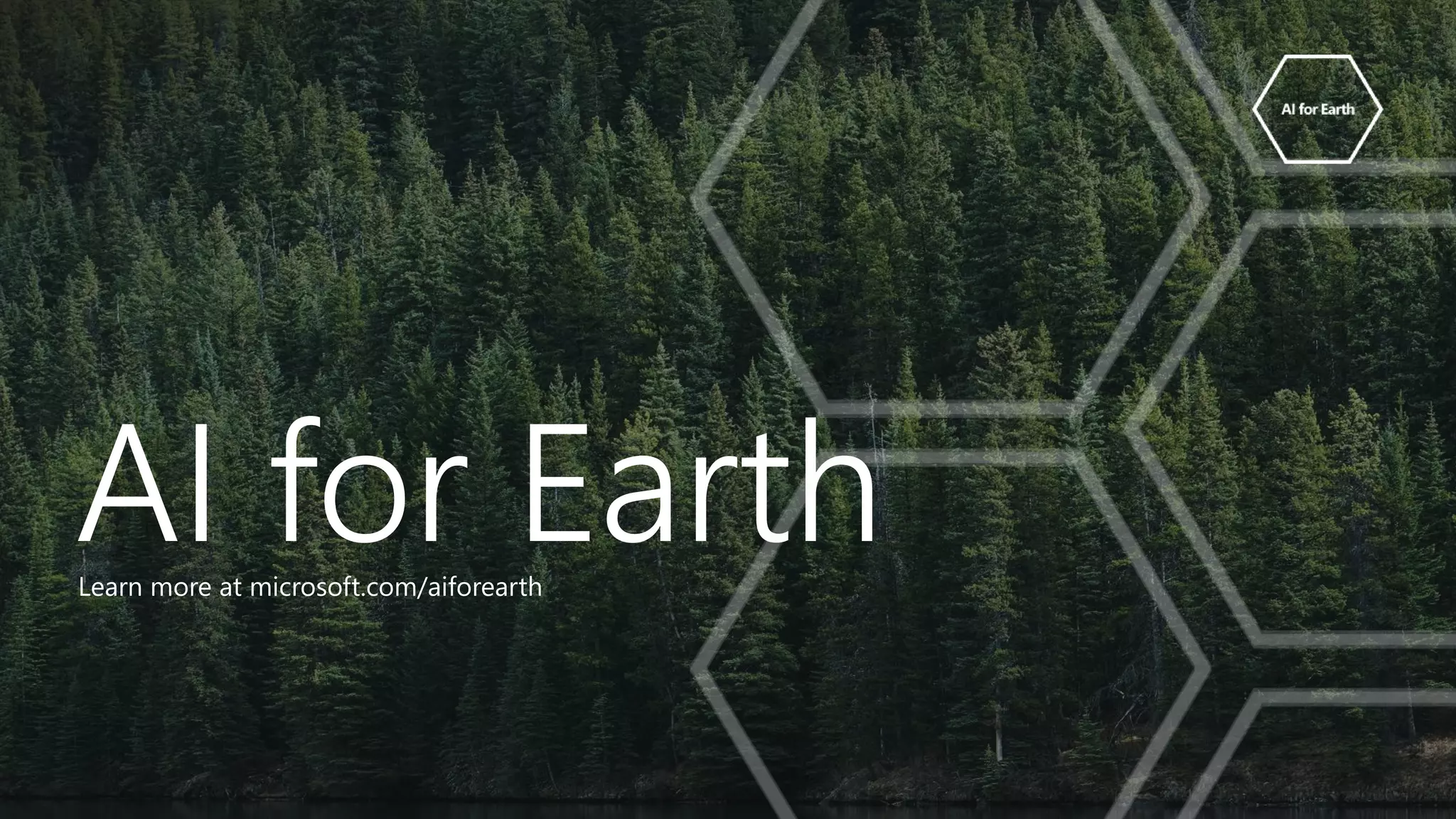 AI for Earth
AI for EarthLearn more at microsoft.com/aiforearth
 