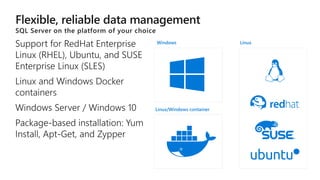 SQL Server on the platform of your choice
Choice of platform and language
 