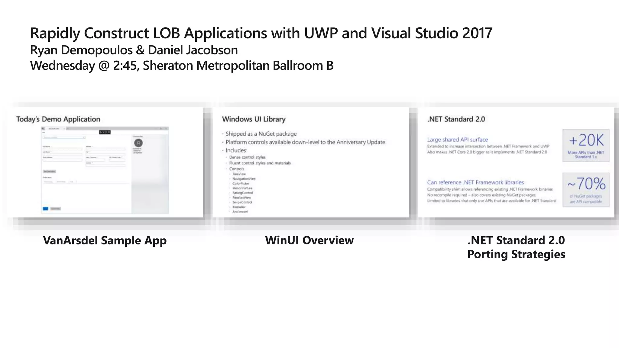 VanArsdel Sample App WinUI Overview .NET Standard 2.0
Porting Strategies
 