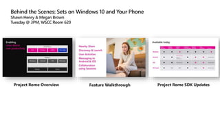 Project Rome Overview Feature Walkthrough Project Rome SDK Updates
 
