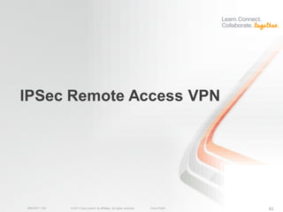 IPSec Remote Access VPN




BRKCRT-1160   © 2011 Cisco and/or its affiliates. All rights reserved.   Cisco Public   62
 