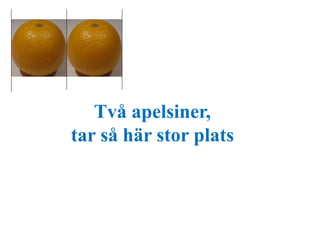 Två apelsiner, 
tar så här stor plats 
 