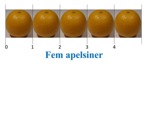 0 1 2 3 4 
Fem apelsiner, 
 