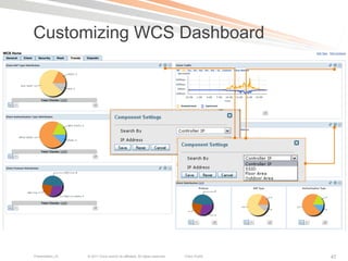 Customizing WCS Dashboard




Presentation_ID   © 2011 Cisco and/or its affiliates. All rights reserved.   Cisco Public   47
 