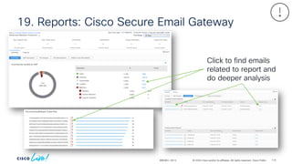 © 2024 Cisco and/or its affiliates. All rights reserved. Cisco Public
19. Reports: Cisco Secure Email Gateway
BRKSEC-2913
Click to find emails
related to report and
do deeper analysis
119
 