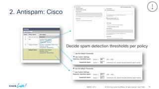 © 2024 Cisco and/or its affiliates. All rights reserved. Cisco Public
2. Antispam: Cisco
BRKSEC-2913
Decide spam detection thresholds per policy
79
 