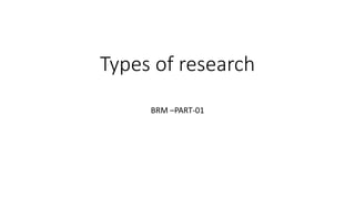 Types of research
BRM –PART-01
 