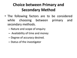 Secondary Method Business Research Methods | PDF