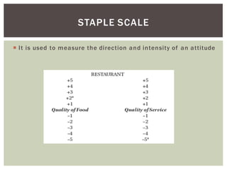 It is used to measure the direction and intensity of an attitude
STAPLE SCALE
 