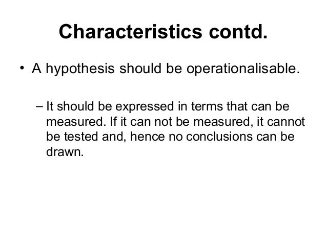 characteristics of hypothesis in brm