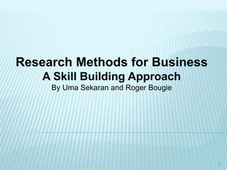 Research Methods for Business
A Skill Building Approach
By Uma Sekaran and Roger Bougie
1
 