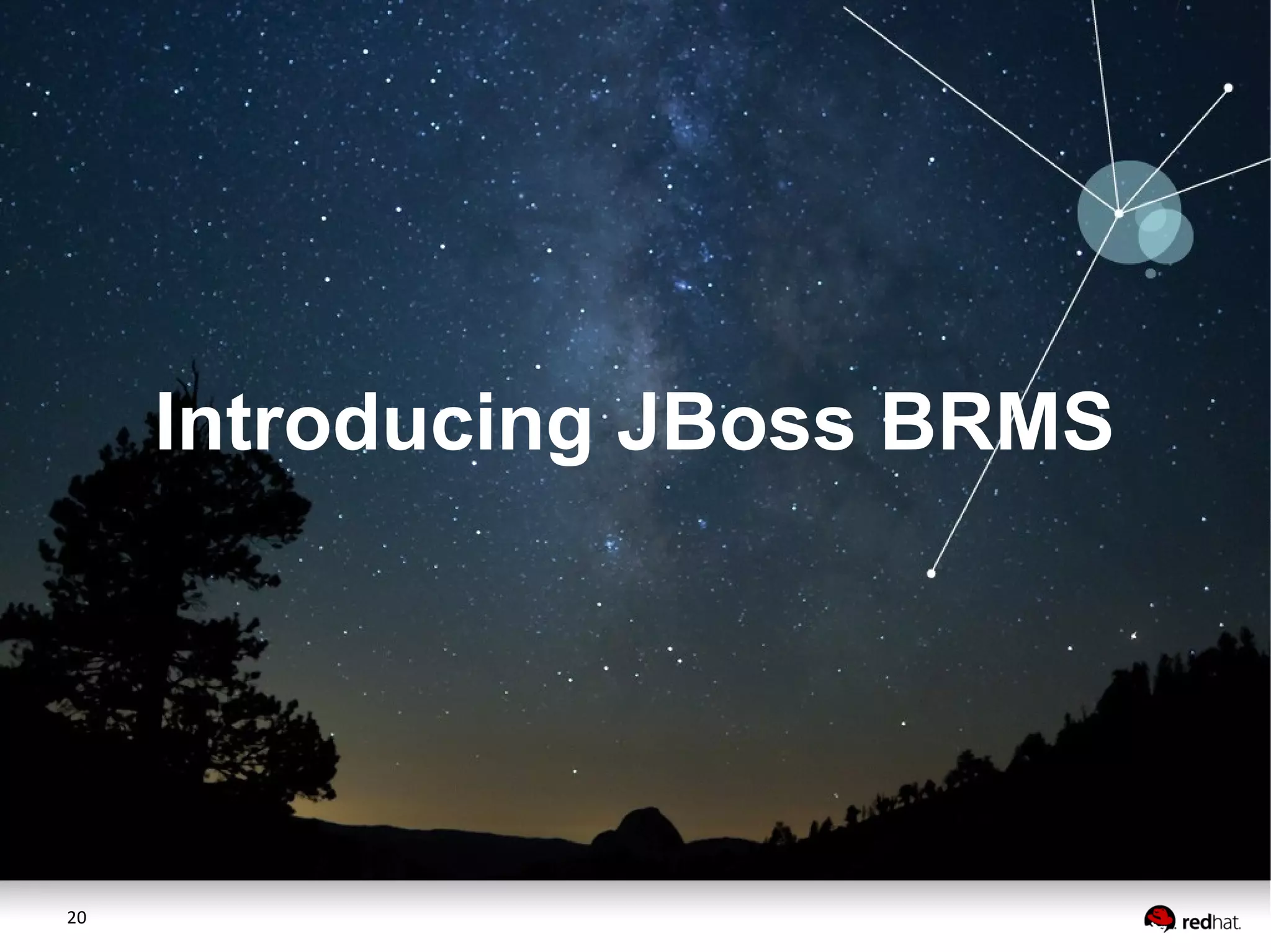 20
Introducing JBoss BRMS
 
