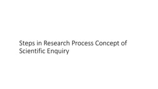Steps in Research Process Concept of
Scientific Enquiry
 