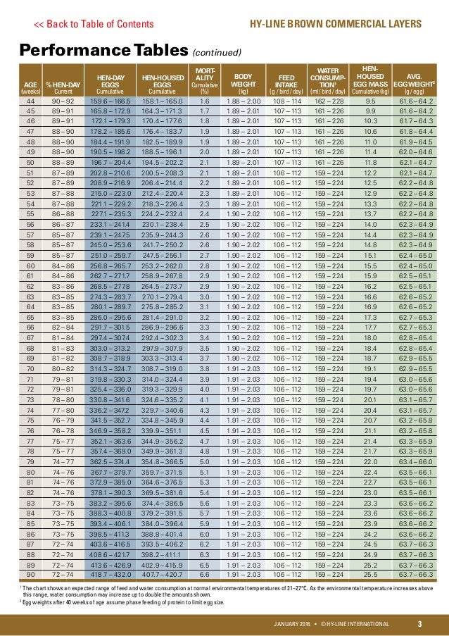 Egg Weight Chart