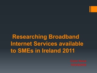 Researching Broadband
Internet Services available
to SMEs in Ireland 2011
                      Dylan Newe
                      N00082656
 
