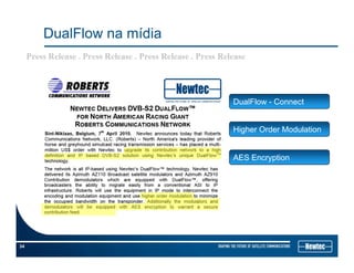 DualFlow na mídia
DualFlow - Connect
Higher Order Modulation
AES Encryption
34
 