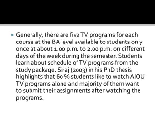 Broadcast media-unit 3-Role of educational tv case studies | PPTX